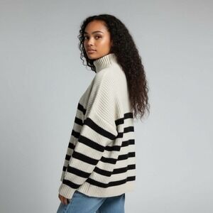 Anthropologie X Oval Square Grace Striped Turtleneck Chunky Knit Sweater Small
